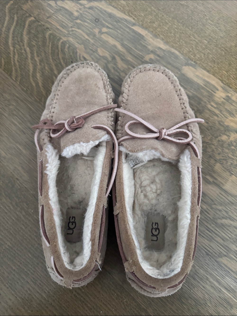 UGG Women's Blush Chestnut Suede Shearling Moccasins